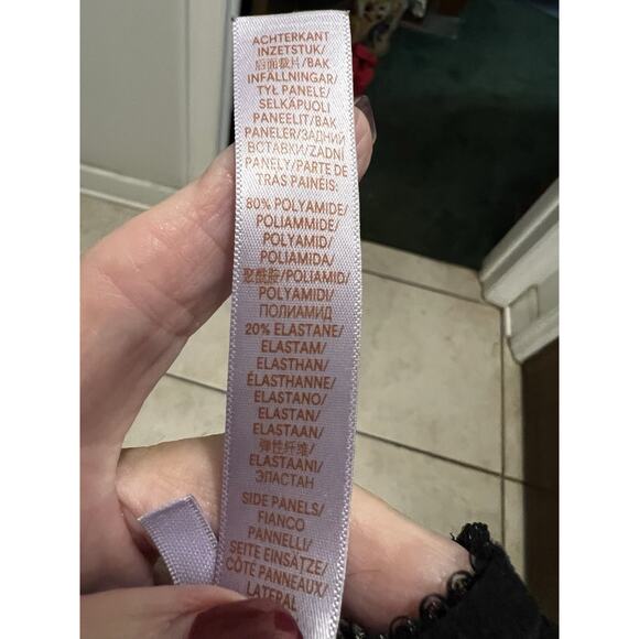 Savage X Fenti Black Mesh Floral Embroidered Polka Dot High Leg Bikini Panties M - Picture 10 of 11